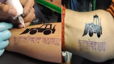 Tattoos are being made on the youth by the magic of Baba's bulldozer